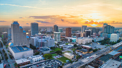 Wall Mural - Orlando, Florida, USA Downtown Drone Skyline Aerial