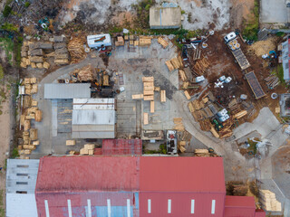 Aerial view of business trading in timber