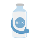 Fototapeta Panele - Glass milk bottle with thumbs up rating design.To see the other milk illustrations , please check milk collection.