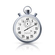 © Ihor - Stopwatch in realistic style. Classic metal stopwatch with reflection. Vector illustration