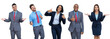 © Daniel Ernst - Group of 5 happy north american and south american businessman and businesswoman
