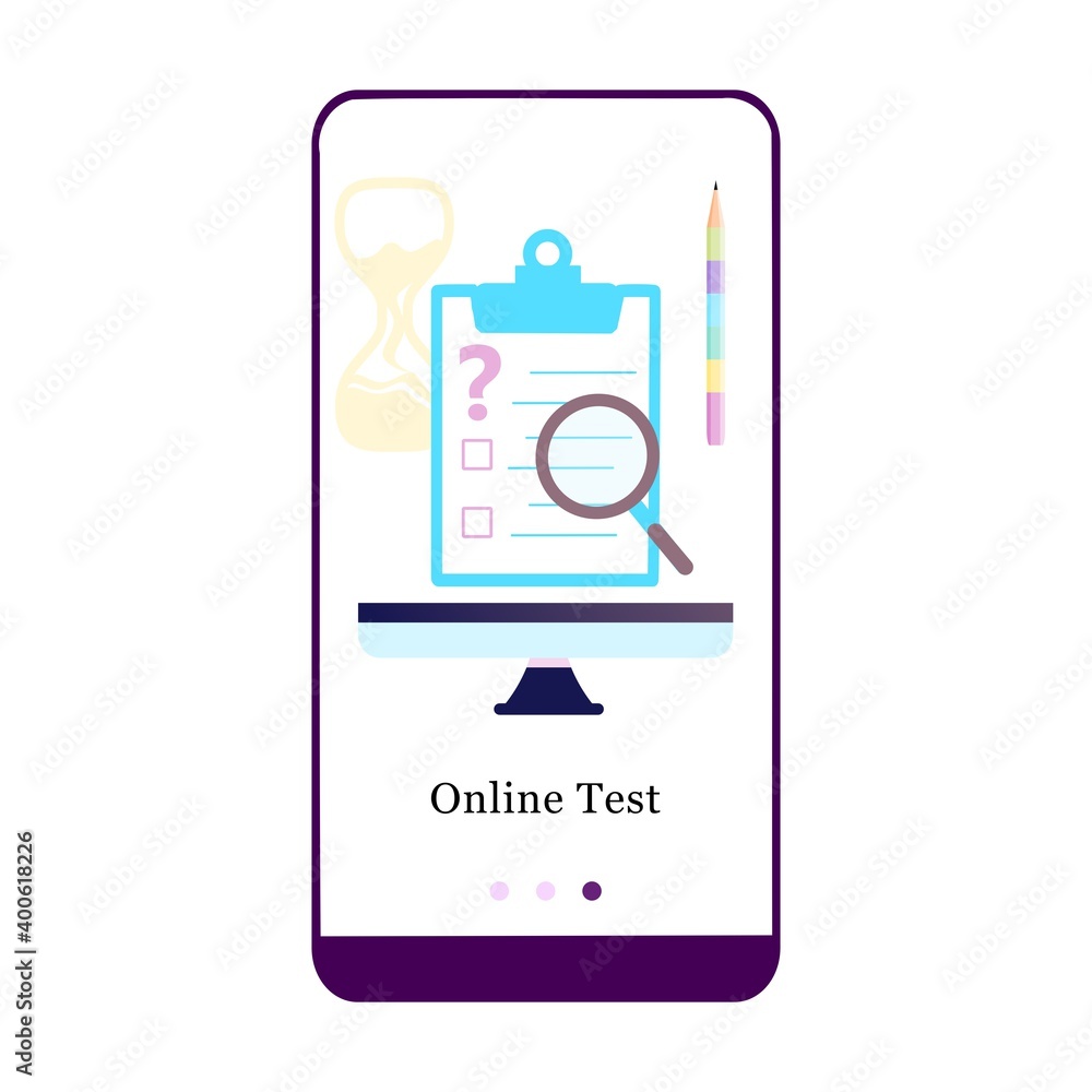 Online test, exam, exercise, quiz, final test mobile app onboarding ...