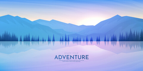 Wall Mural - vector illustration. polygonal design. minimalist wallpaper. flat background. landscape with trees n