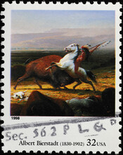 The Last Of The Buffalo By Albert Bierstadt On American Stamp