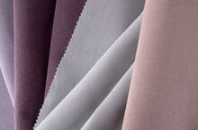 Light Lilac And Pink Colors Velour Textile Samples.. Fabric Texture Background