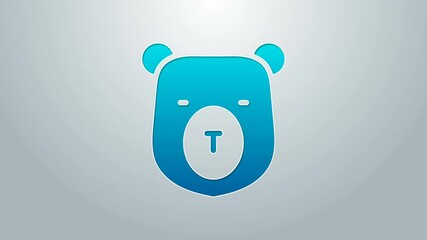 Sticker - Blue line Bear head icon isolated on grey background. 4K Video motion graphic animation