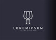 Wine glass logo design template. Icon vector illustration of stand cheers glass wine. Modern logo design with line art style.