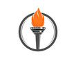 Torch fire flame inside the circle logo