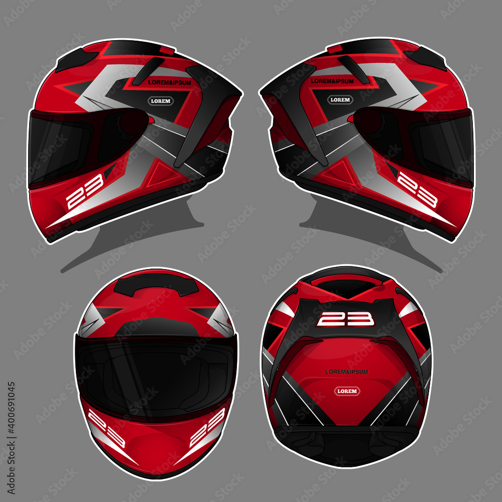 custom motorcycle helmet graphics templates Motorcycle racing helmet template vector design Stock Vector