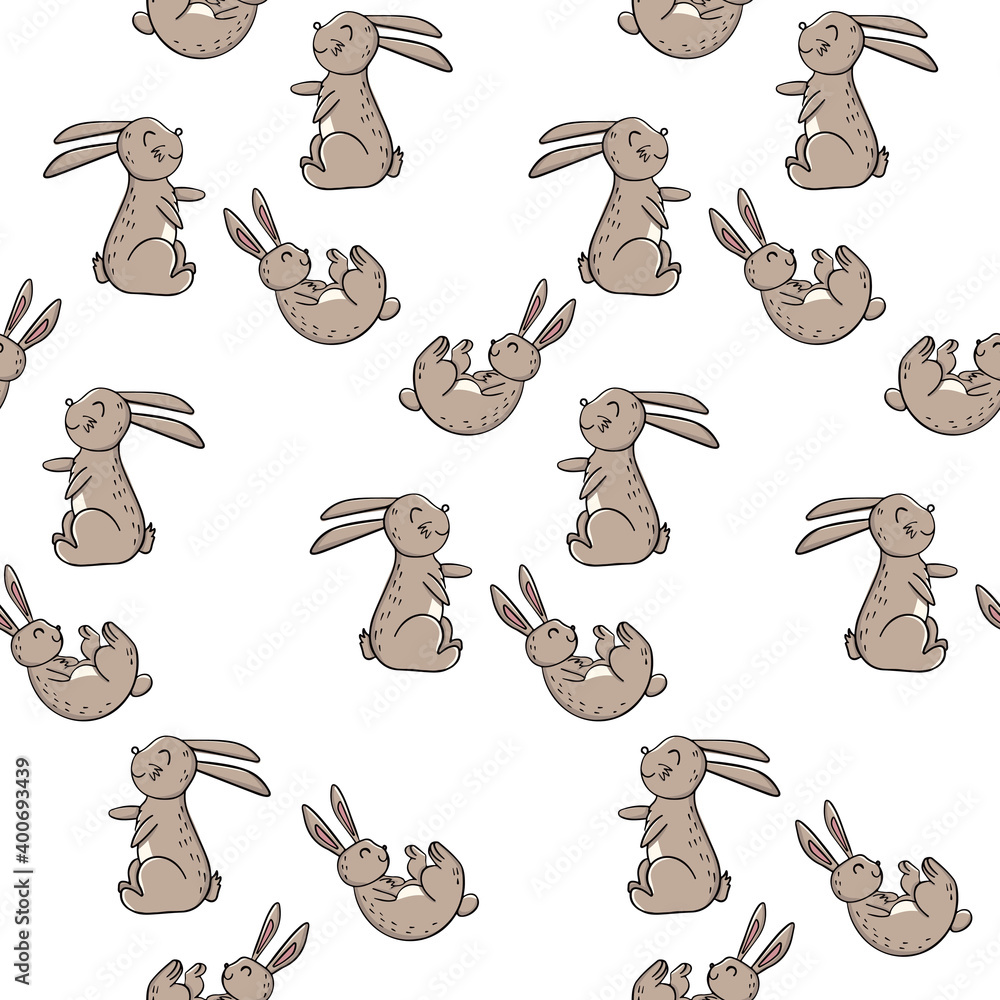 Vector de Stock Seamless background with rabbits. Decorative wallpaper ...