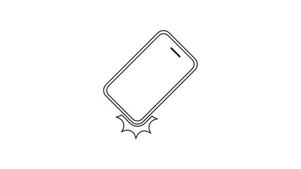 black line shockproof mobile phone icon isolated on white background. 4k video motion graphic animat