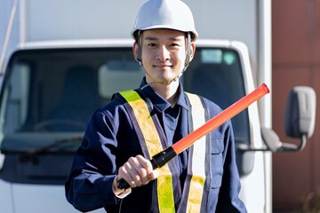 Canvas Print - 警備員　ガードマン　アジア人男性