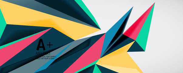Vector triangle geometric backgrounds. Low poly 3d shape on light backdrop. Vector illustration for covers, banners, flyers and posters and other designs