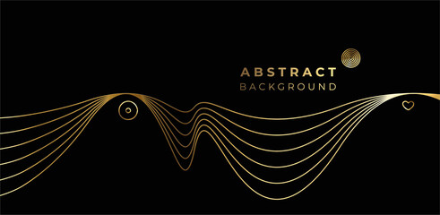 Wall Mural - Abstract gold color wave line pattern design and background. Use for modern design, cover, poster, template, brochure, decorated, flyer, banner.