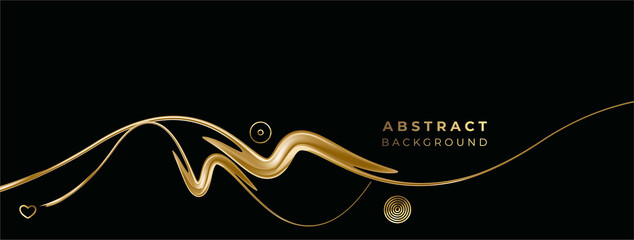 Wall Mural - Abstract gold color wave line pattern design and background. Use for modern design, cover, poster, template, brochure, decorated, flyer, banner.