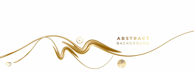 Wall Mural - Abstract gold color wave line pattern design and background. Use for modern design, cover, poster, template, brochure, decorated, flyer, banner.