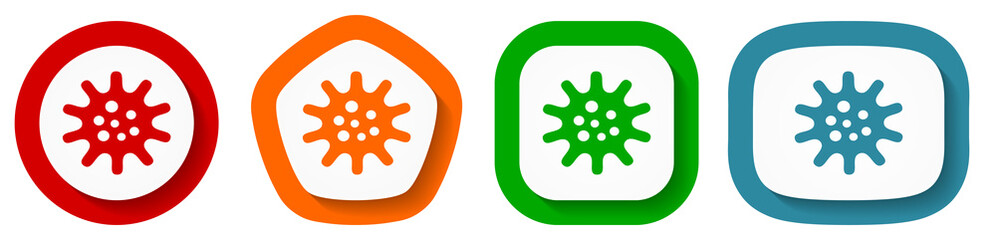 Aufkleber - Virus, coronavirus, covid-19, infection vector icon set, flat design buttons on white background