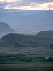 Wall Mural - Amazing evening view from the Dyrholaey peninsula, Atlantic ocean.