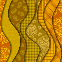 Leinwandbilder - Paper cut shapes design pattern. Seamless vector geometric pattern. Patchwork block layered style.