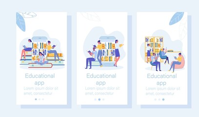 Educational Application Mobile Onboard Screen Set