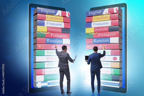 Online language learning with businessman Canvas