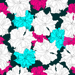 Poster - Floral seamless pattern. Vector background with flowers. Hand drawn artwork for textiles, fabrics, souvenirs, packaging and greeting cards.