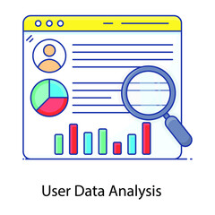 Canvas Print - 
User data analysis flat outline concept icon, collecting useful information
