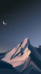 Wall Mural - Mountains in the night. Nature landscape in vertical orientation.