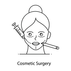 Canvas Print - 
Process of cosmetic surgery in flat outline icon
