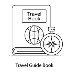 Wall Mural - 
Travel guide book flat outline concept icon, visitors guidance 

