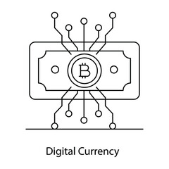 
Money with nodes, filled outline vector of digital currency
