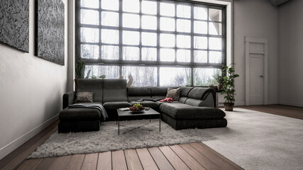 modern living room with sofa