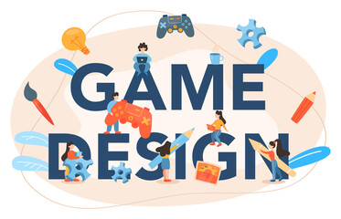 Canvas Print - game design typographic header. creative process of a computer
