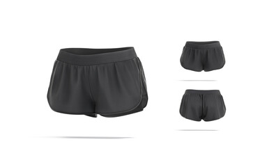 Canvas Print - Blank black women sport shorts mockup, different views
