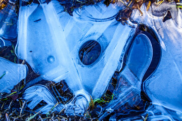 Wall Mural - frozen puddle close up