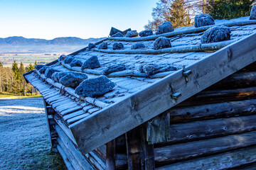 Wall Mural - old wooden hut at the european alps