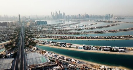 Wall Mural - The Palm island with luxury villas and hotels in Dubai aerial view