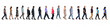 © Curto - large group of mixed people walking on white background