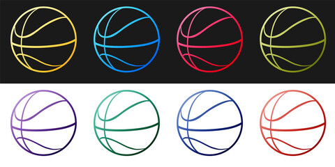 Wall Mural - Set Basketball ball icon isolated on black and white background. Sport symbol. Vector.