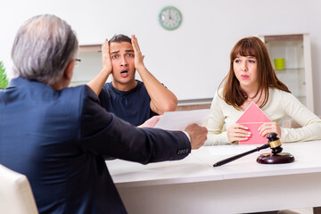 Wall Mural - Lawyer talking to divorcing couple at home