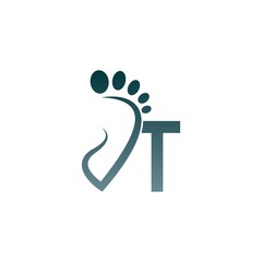 Wall Mural - Letter T icon logo combined with footprint icon design