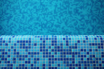 background of modern swimming pool with blue tile in hotel spa center.