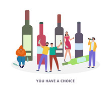 Drunk People With Bad Habits And Alcohol Addiction A Vector Illustration