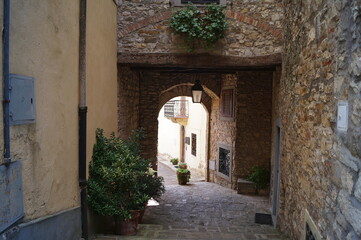 Wall Mural - Typical alley in the ancient medieval village of Montefioralle, Tuscany, Italy