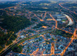 © Hans Mitterer/Westend61 - Belgium, Namur Province, Namur, Aerial view of riverside city at dusk
