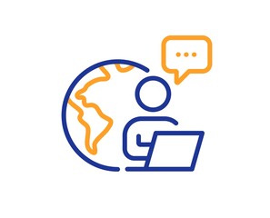 Outsource work line icon. Freelance job sign. Remote employee symbol. Quality design element. Line style outsource work icon. Editable stroke. Vector