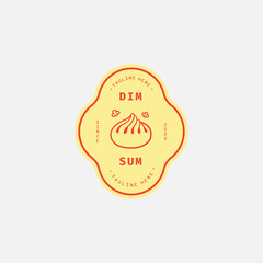 Dim sum logo design vector template. Vector label Chinese cuisine steamed dumpling.