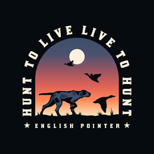 Hunting Dog English Pointer Bird Dog Emblem Badge