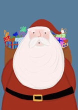 Clip Art Of Santa Claus Carrying Bag Of Presents