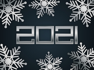 Wall Mural - Christmas, New Year background with silver snowflakes. Vector illustration